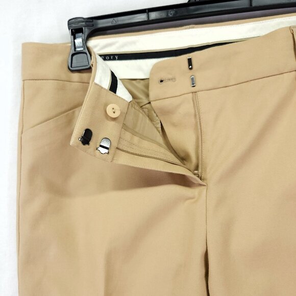 Theory Dress Pants Womens 10 Beige Flare Leg Stretch With Pockets - Picture 7 of 14